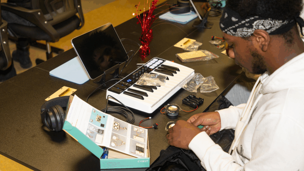 student using technology